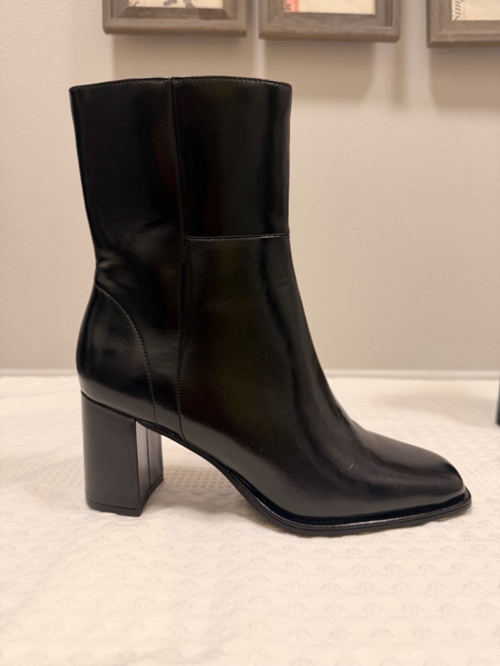 Madden Girl Black Leather Block Heel Ankle Boots NWT / no box